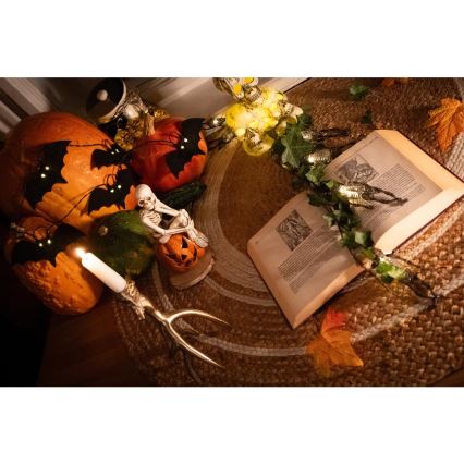 Decoratieve LED ketting HALLOWEEN 10xLED/2xAA/warm wit 1,3m vleermuizen
