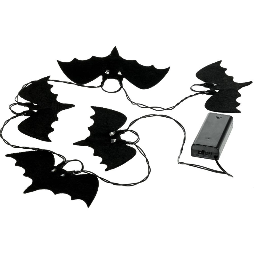 Decoratieve LED ketting HALLOWEEN 10xLED/2xAA/warm wit 1,3m vleermuizen