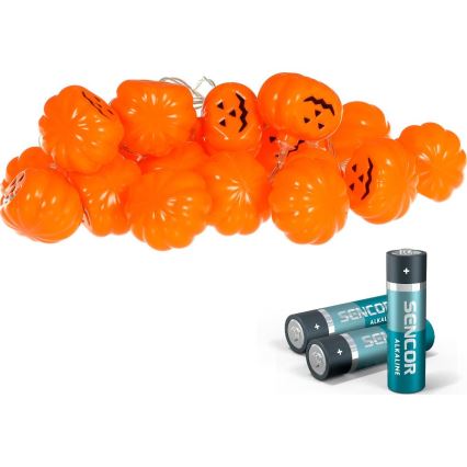 Decoratieve LED ketting HALLOWEEN 20xLED/3xAA/warm wit 3,3m pompoenen