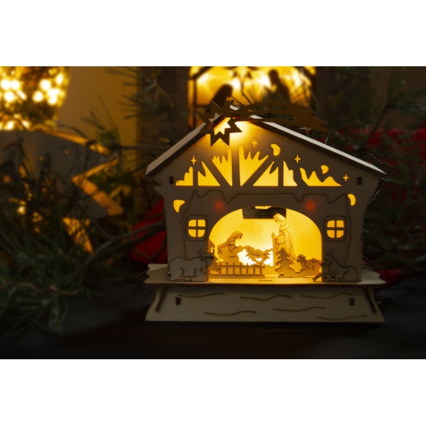 Décoration de noël 4xLED/2xAA blanc chaud