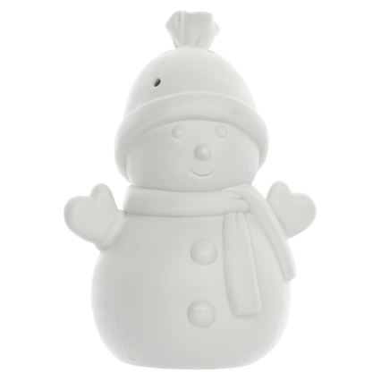 Décoration de noël en porcelaine LED/3xLR44 bonhomme de neige