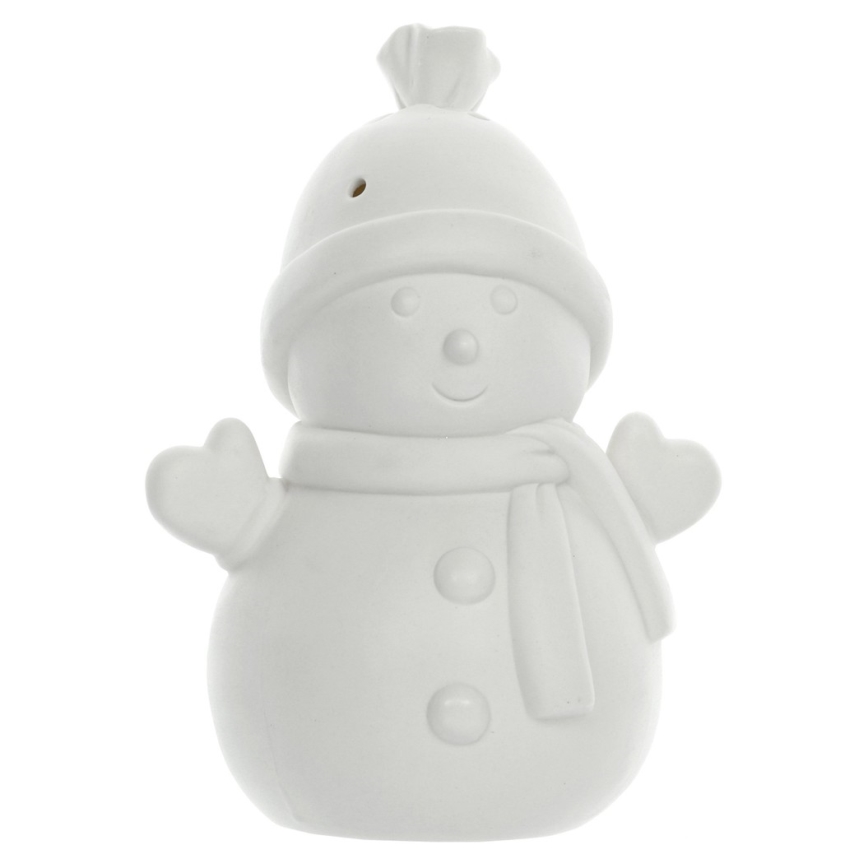 Décoration de noël en porcelaine LED/3xLR44 bonhomme de neige