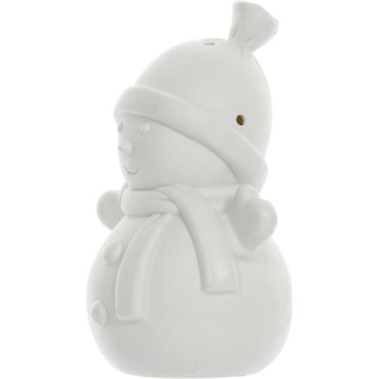 Décoration de noël en porcelaine LED/3xLR44 bonhomme de neige