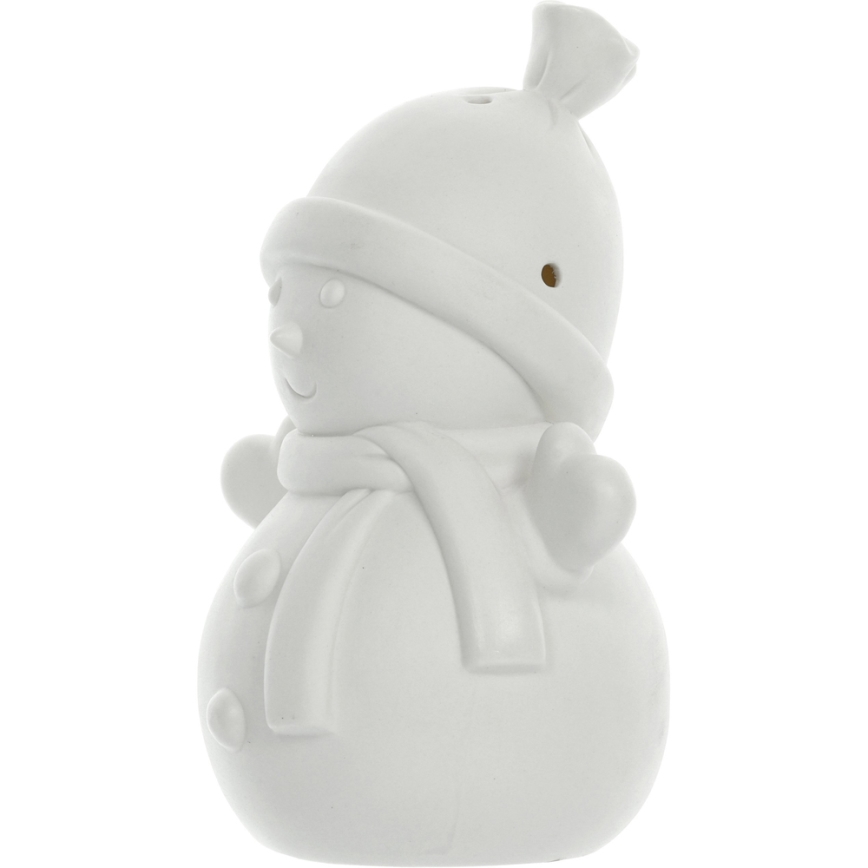 Décoration de noël en porcelaine LED/3xLR44 bonhomme de neige