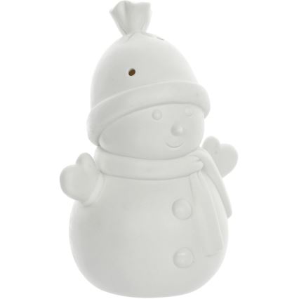 Décoration de noël en porcelaine LED/3xLR44 bonhomme de neige