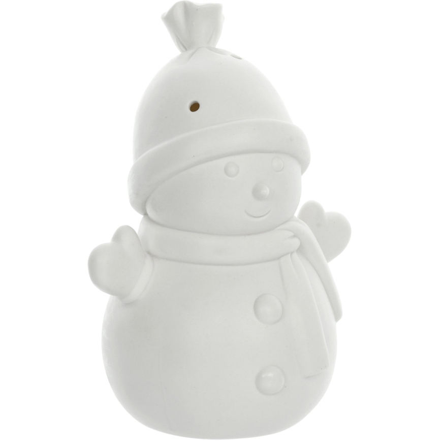 Décoration de noël en porcelaine LED/3xLR44 bonhomme de neige