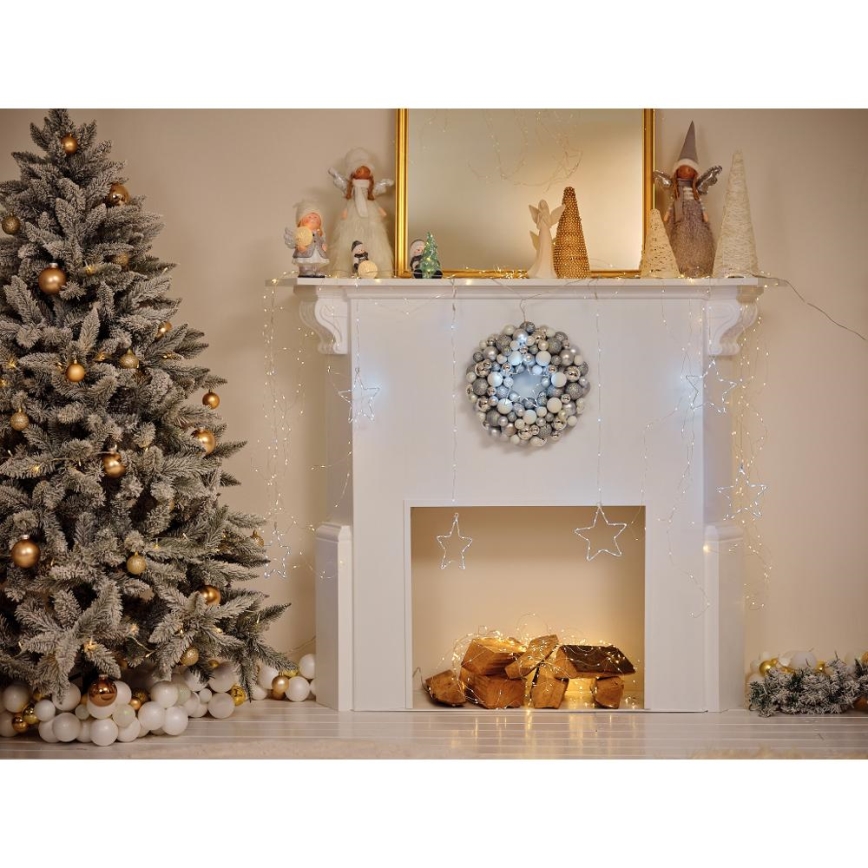 Décoration de Noël LED/2xLR44/blanc chaud bonhomme de neige avec un arbre