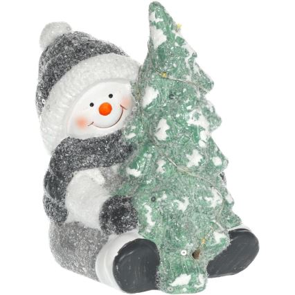 Décoration de Noël LED/2xLR44/blanc chaud bonhomme de neige avec un arbre