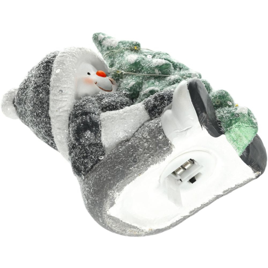 Décoration de Noël LED/2xLR44/blanc chaud bonhomme de neige avec un arbre