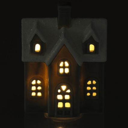 Décoration en porcelaine LED/2xLR44/blanc chaud maison grise