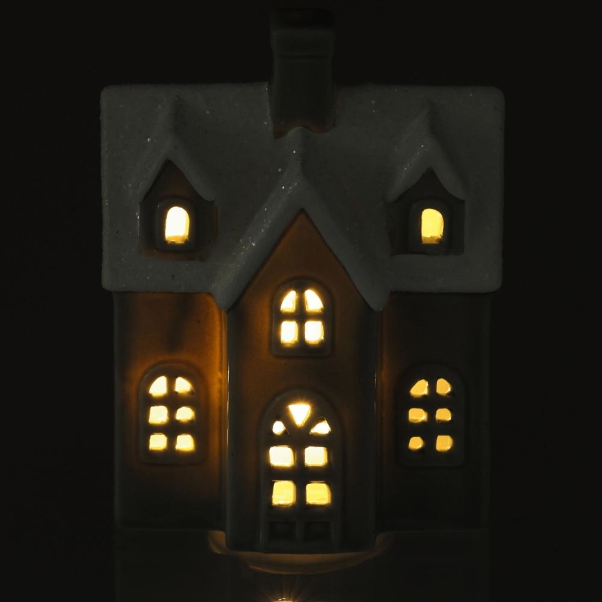 Décoration en porcelaine LED/2xLR44/blanc chaud maison grise