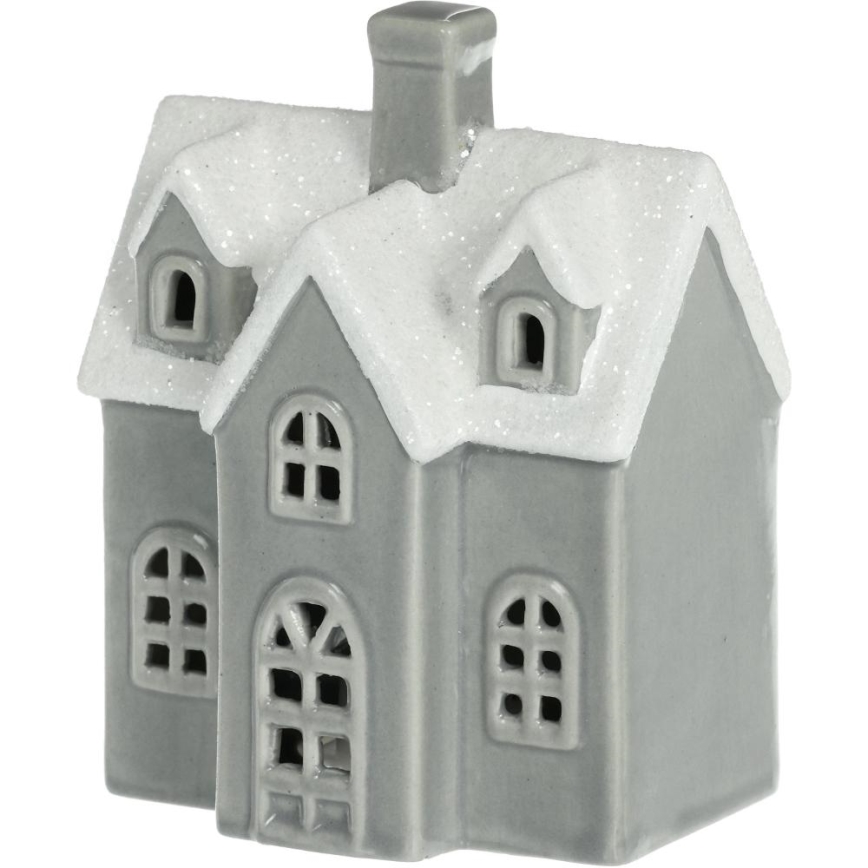 Décoration en porcelaine LED/2xLR44/blanc chaud maison grise