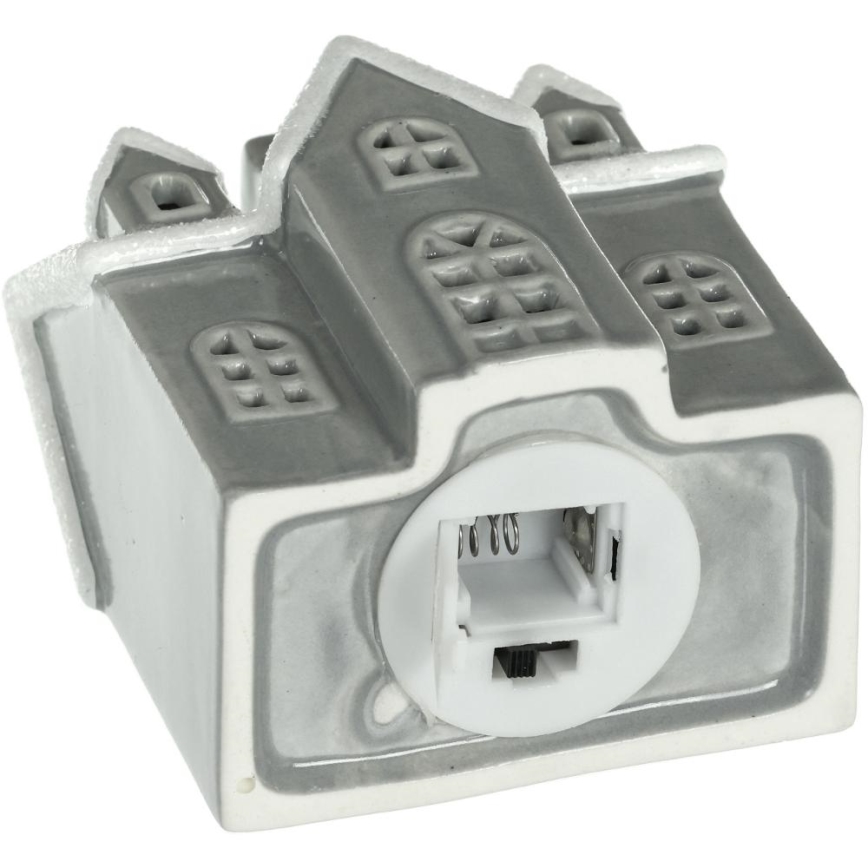 Décoration en porcelaine LED/2xLR44/blanc chaud maison grise