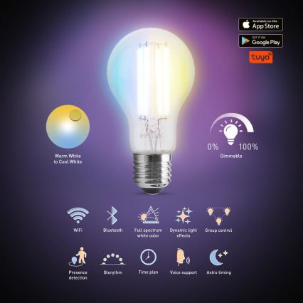 Dimbare LED Lamp FILAMENT A60 E27/7W/230V 2700-6500K Wi-Fi Tuya