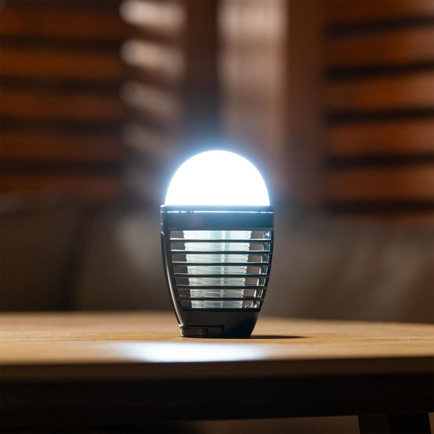 Retlux - Draagbare oplaadbare LED-lamp met insectenvanger LED/5W/1800 mAh IP44 zwart