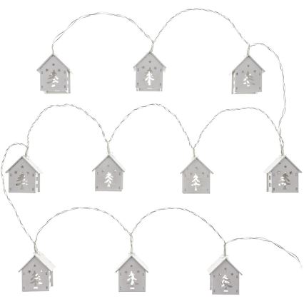 Guirlande de noël 10xLED/2xAA 2,3m blanc chaud