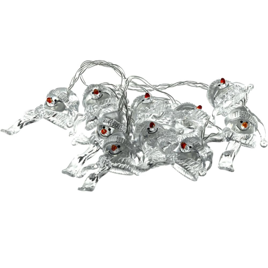 Guirlande de Noël 10xLED/2xAA/blanc chaud 1,65m bonhommes de neige