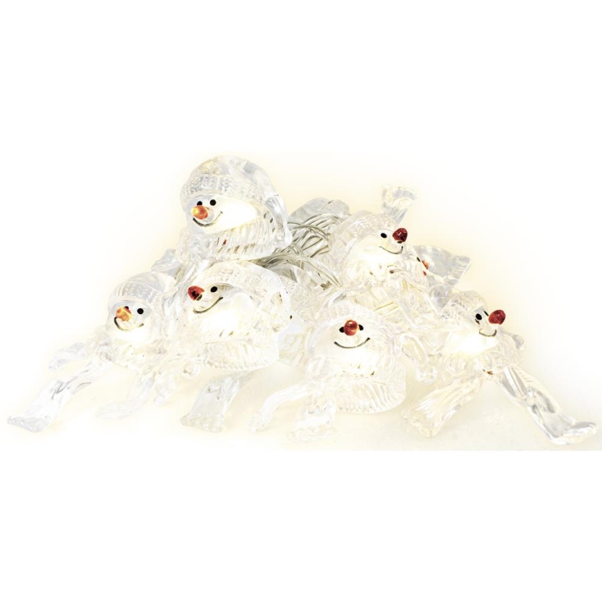 Guirlande de Noël 10xLED/2xAA/blanc chaud 1,65m bonhommes de neige