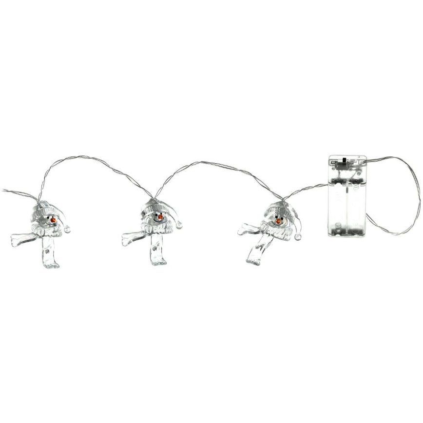Guirlande de Noël 10xLED/2xAA/blanc chaud 1,65m bonhommes de neige