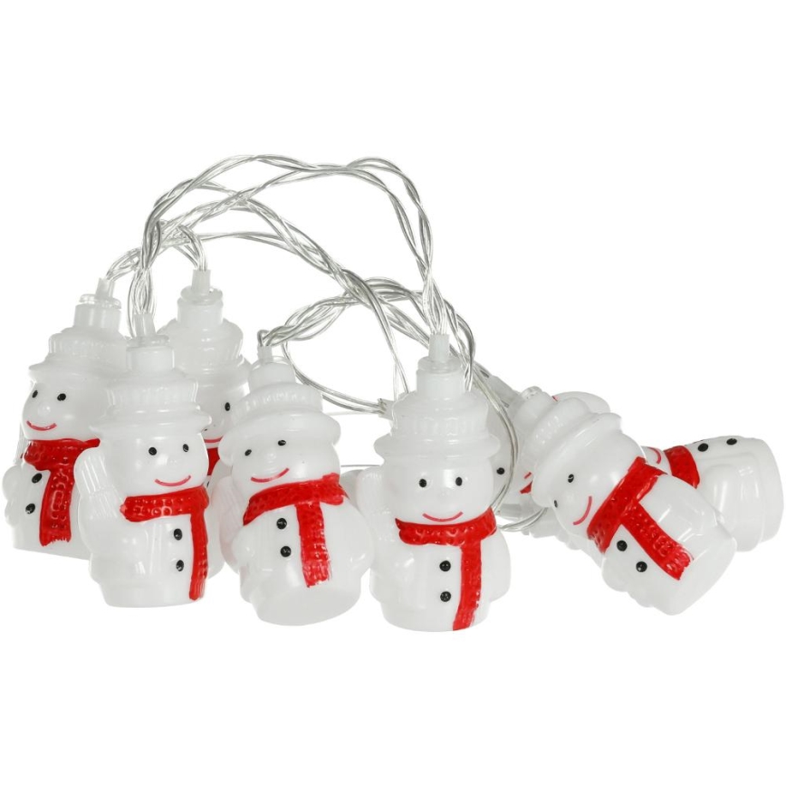 Guirlande de Noël 20xLED/3xAA/blanc chaud 3,3m bonhommes de neige