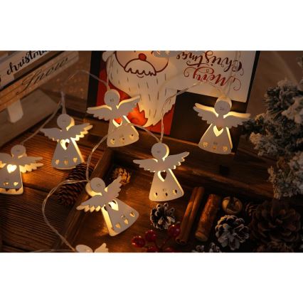 Guirlande de Noël LED 10xLED/2xAA/blanc chaud 2m anges