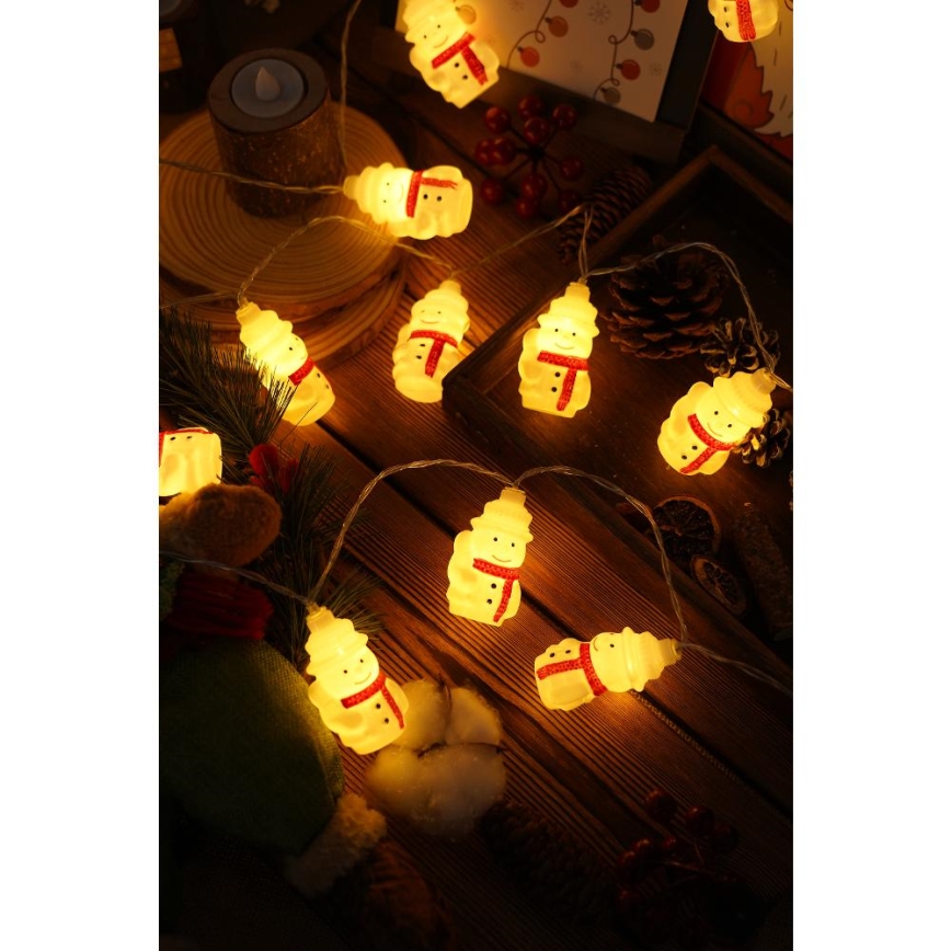 Guirlande LED 20xLED/3xAA/blanc chaud 3,3m bonhommes de neige