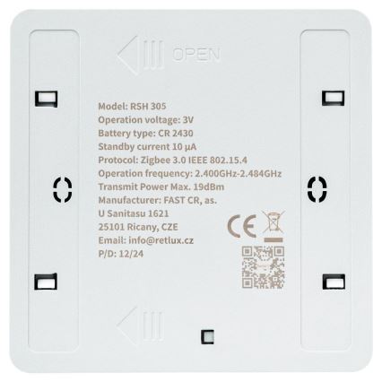 Interrupteur intelligent à 4 boutons, 1xCR2430, blanc