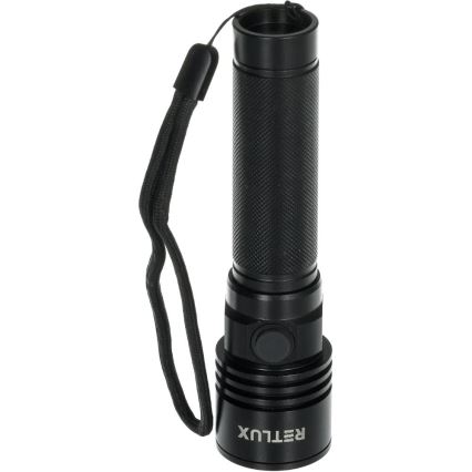 LED Lampe torche rechargeable en aluminium LED/3W/2000 mAh IPX4 noire