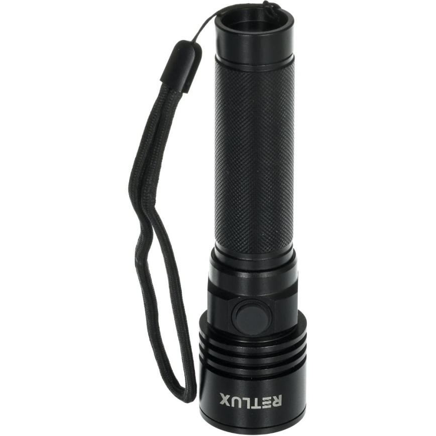 LED Lampe torche rechargeable en aluminium LED/3W/2000 mAh IPX4 noire