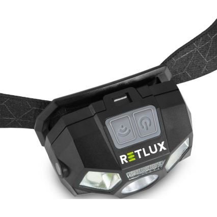 Lampe frontale LED rechargeable à capteur, 3 W / 900 mAh, IP44, noire