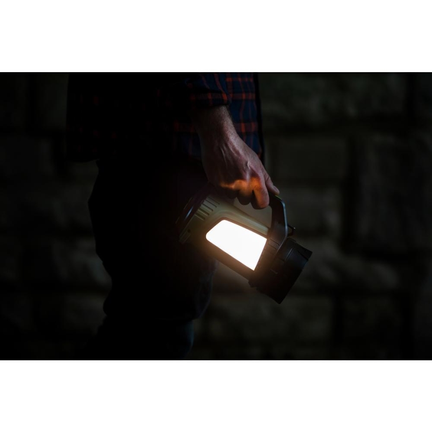 Lampe torche d'extérieur rechargeable à intensité variable avec batterie portative LED/21W/4400mAh IP44