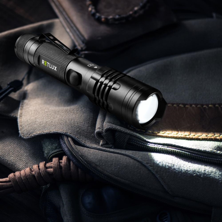 Lampe torche en aluminium rechargeable avec fonction batterie portative LED/2000 mAh 1000 lm IP22