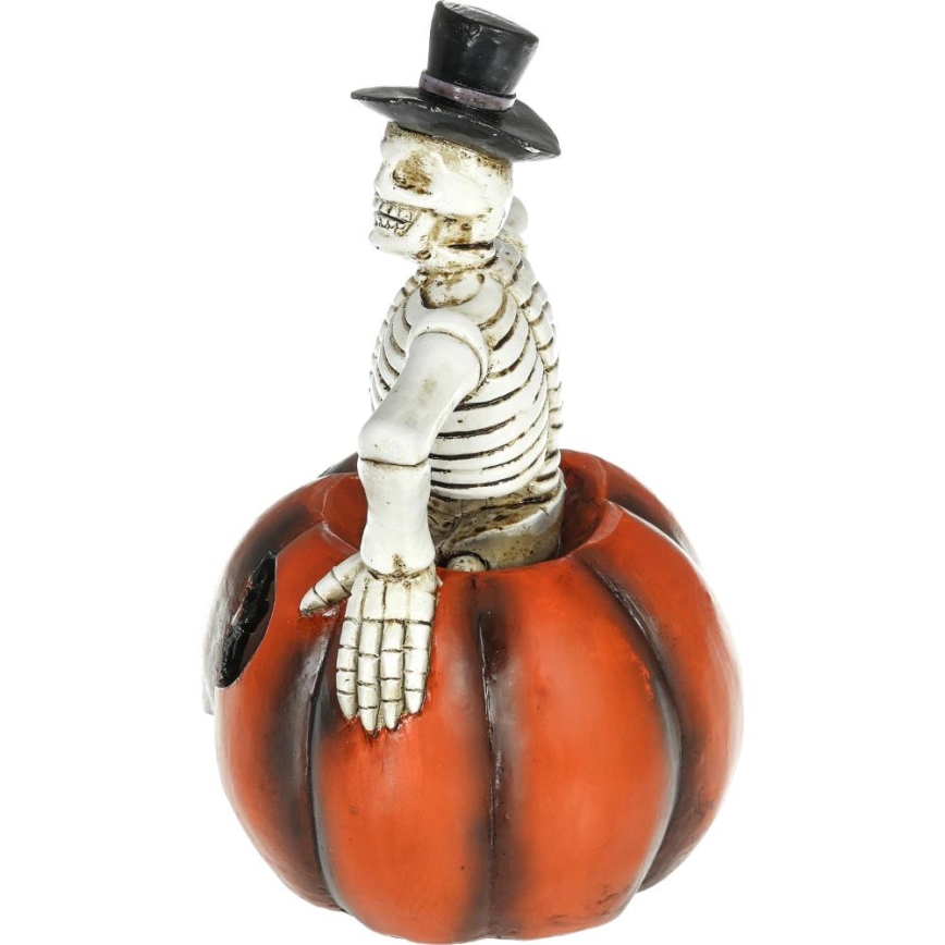 LED Decoratie HALLOWEEN LED/2xLR44/warm wit skelet in een pompoen hars
