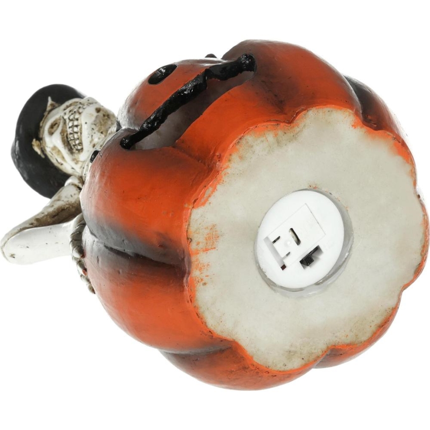 LED Decoratie HALLOWEEN LED/2xLR44/warm wit skelet in een pompoen hars
