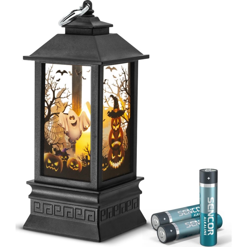LED Decoratie HALLOWEEN LED/3xAAA/warm wit lantaarn met pompoenen