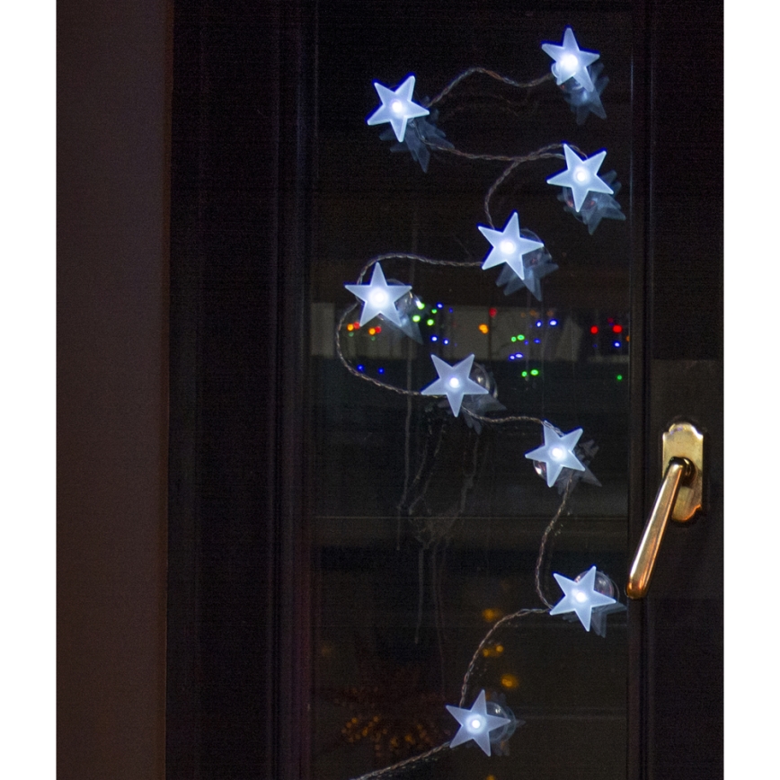 LED-lichtsnoer met zuignappen 10xLED/2xAA 1,8m koel wit