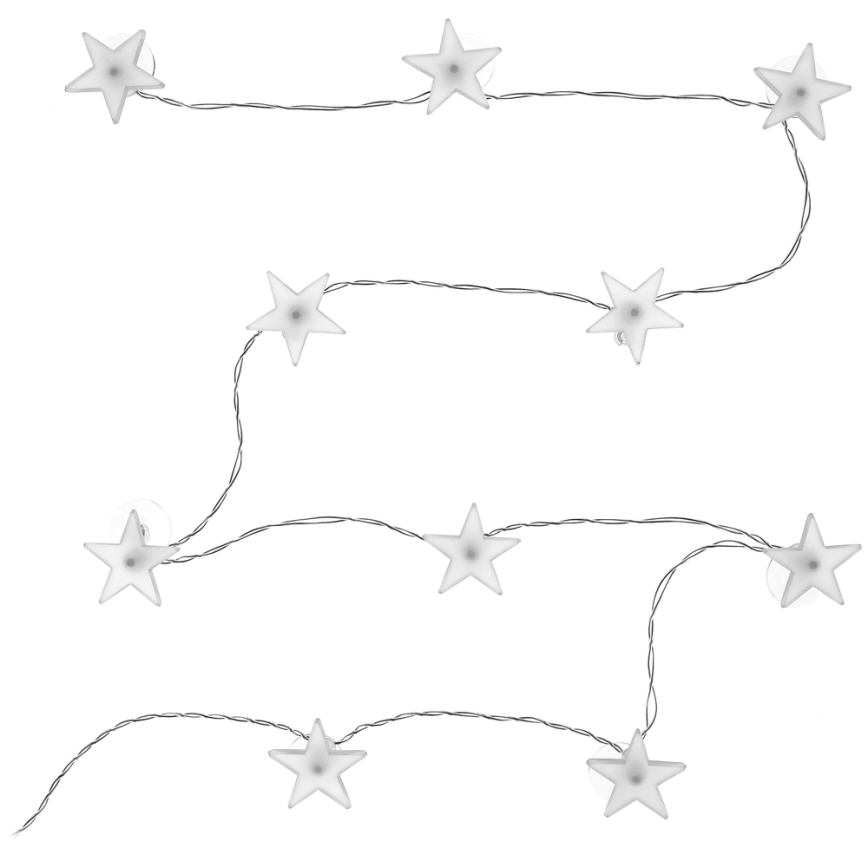 LED-lichtsnoer met zuignappen 10xLED/2xAA 1,8m koel wit