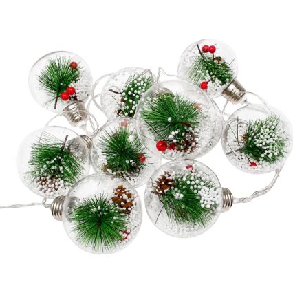 Guirlande lumineuse LED de Noël 10 LED / 3× AAA / blanc chaud 2,1 m boules