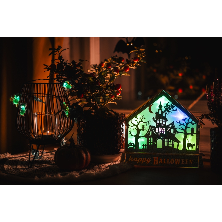 LED Decoratie HALLOWEEN LED/2xAA/multicolor spookhuis