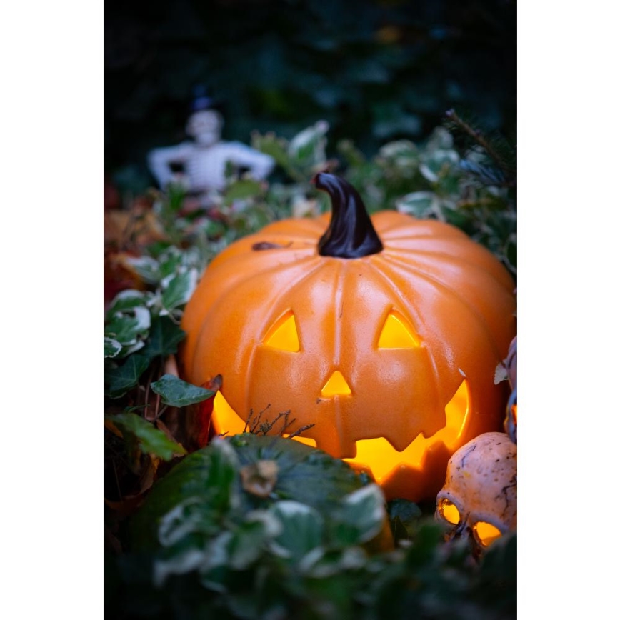 LED Keramische pompoen HALLOWEEN LED/3xLR44/warm wit