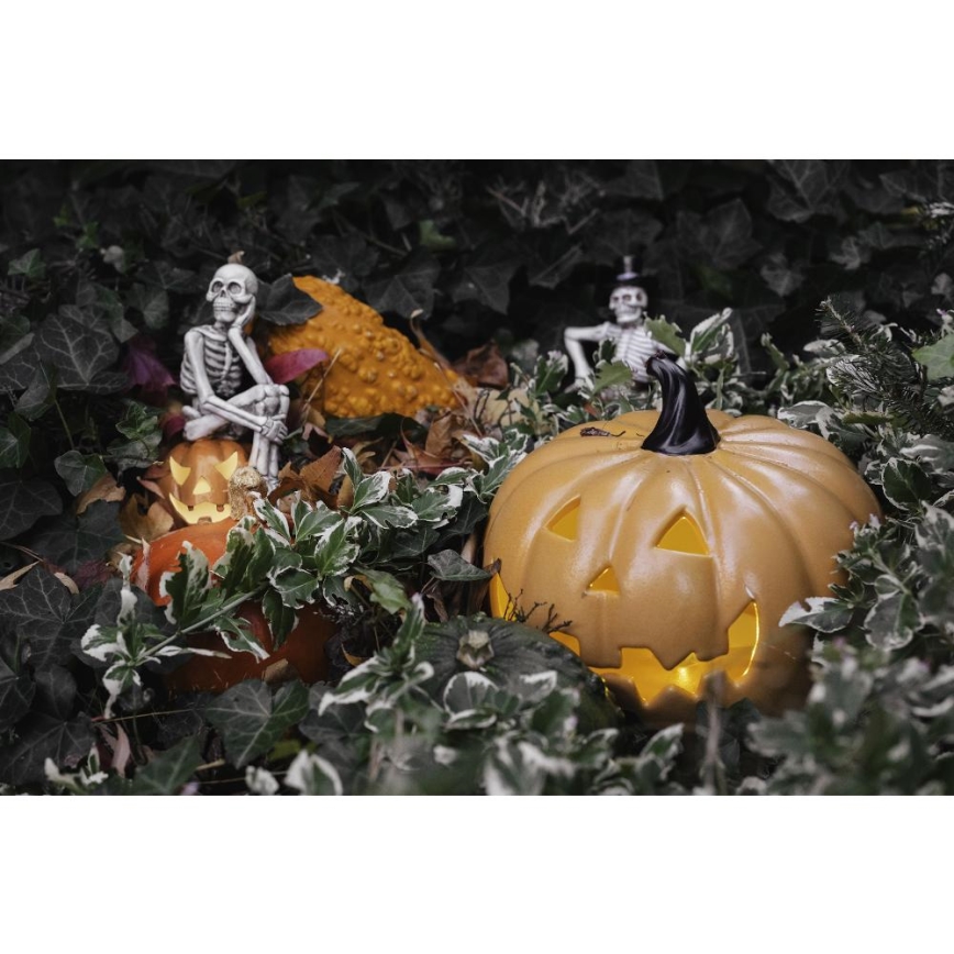LED Keramische pompoen HALLOWEEN LED/3xLR44/warm wit