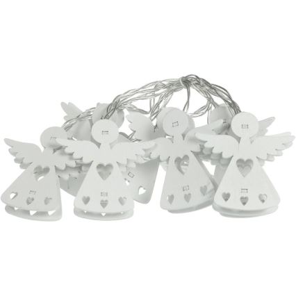 LED kerstlichtsnoer 10xLED/2xAA/warm wit 2m met engeltjes