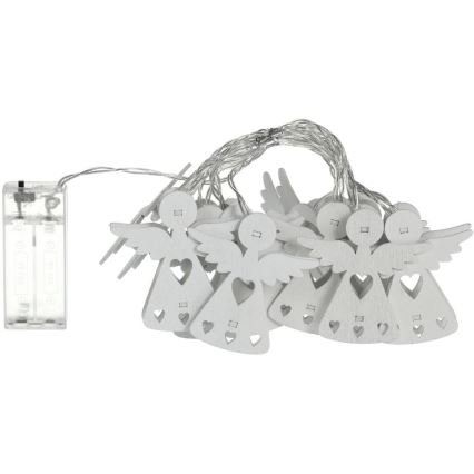 LED kerstlichtsnoer 10xLED/2xAA/warm wit 2m met engeltjes