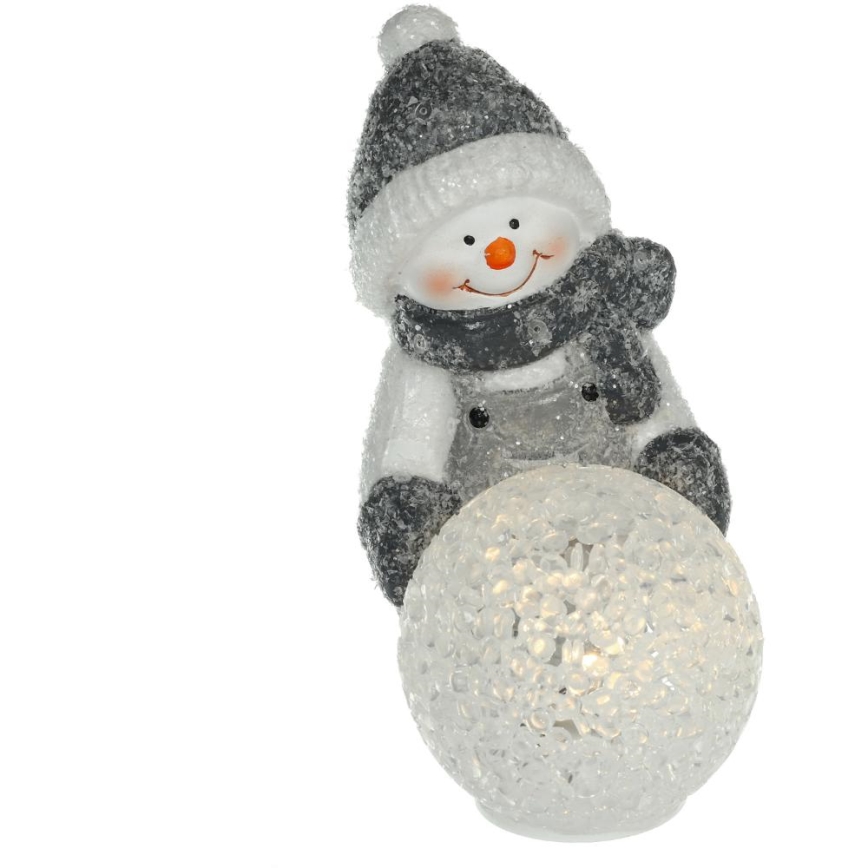 LED Kerstversiering LED/2xLR44/warm wit sneeuwpop met een sneeuwbal