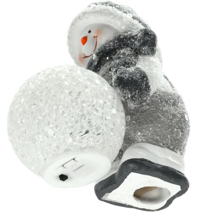 LED Kerstversiering LED/2xLR44/warm wit sneeuwpop met een sneeuwbal