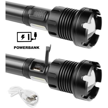 LED Oplaadbare aluminium zaklamp met powerbankfunctie LED/4400 mAh 2200 lm IP44