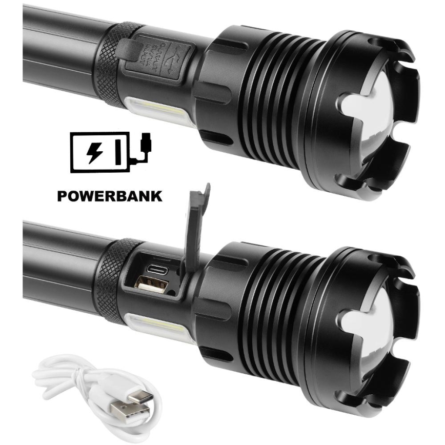LED Oplaadbare aluminium zaklamp met powerbankfunctie LED/4400 mAh 2200 lm IP44