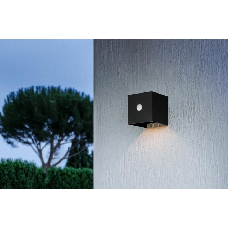 LED-zonne-wandlamp met sensor LED/1W/3,7V 1200 mAh IP44 zwart