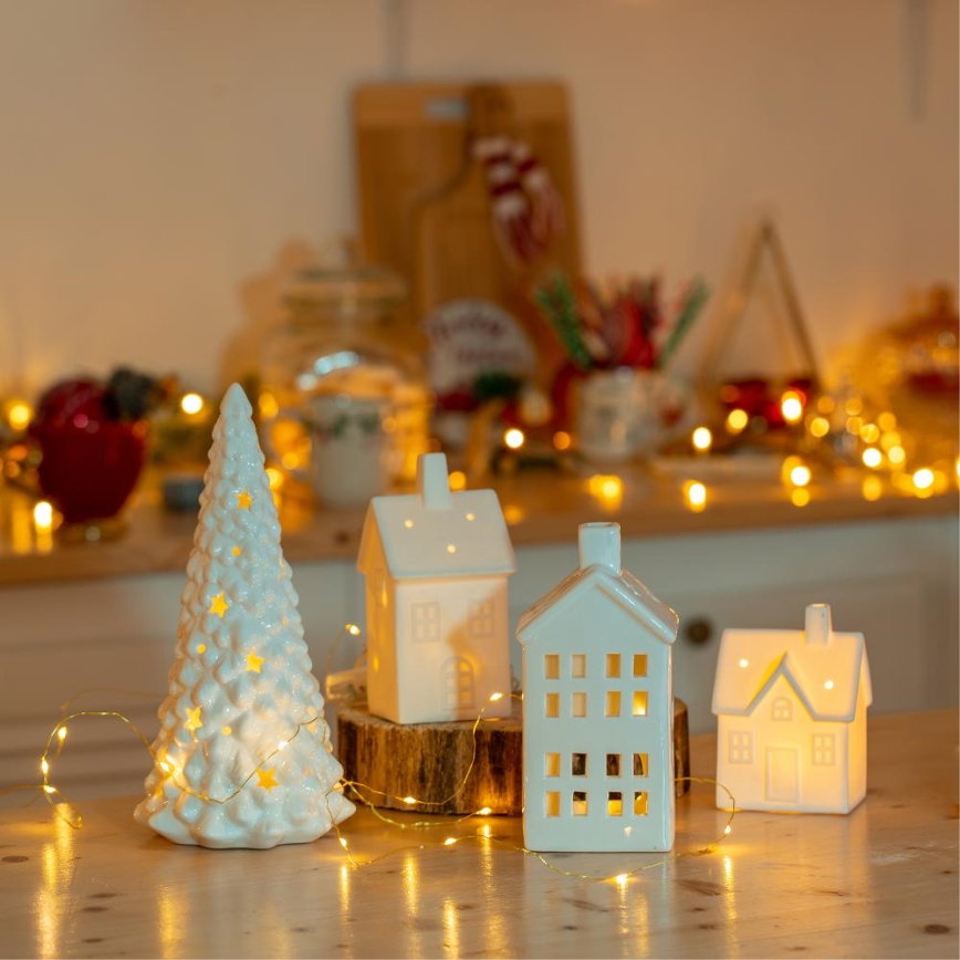 Maison de bougies en porcelaine 20,8 cm blanc