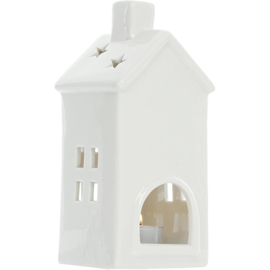Maison de bougies en porcelaine 20,8 cm blanc